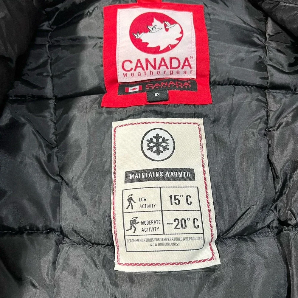 Y2K Kids Winter Coat L/XL Fur Lined Parka Heavy Snow Jacket Canadian Puffer